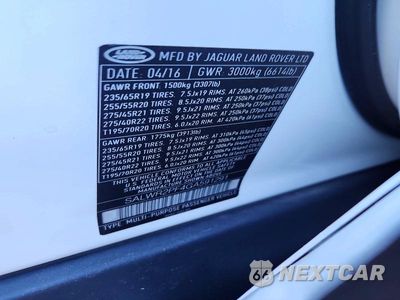 Zdjęcie 13 z 13 samochodu: 2016 LAND ROVER RANGE ROVER SPORT HSE VIN:SALWR2PF4GA591291 - miniatura