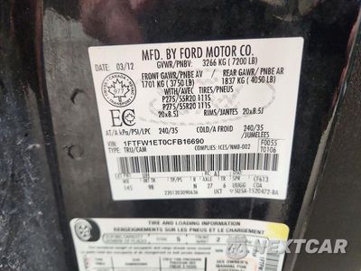 Zdjęcie 13 z 13 samochodu: 2012 FORD F150 SUPERCREW VIN:1FTFW1ET0CFB16690 - miniatura