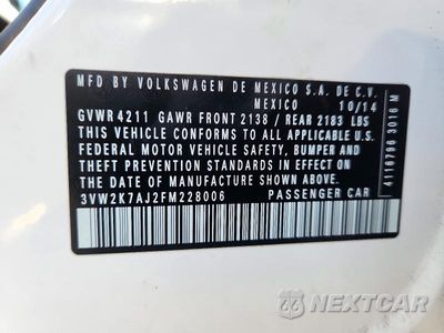 Zdjęcie 13 z 13 samochodu: 2015 VOLKSWAGEN JETTA BASE VIN:3VW2K7AJ2FM228006 - miniatura