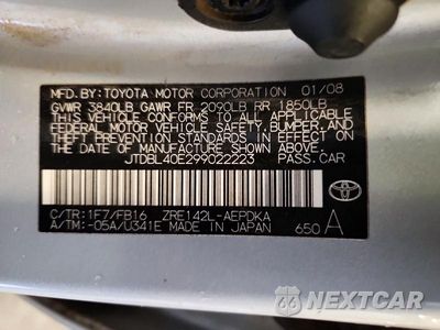 Zdjęcie 12 z 12 samochodu: 2009 TOYOTA COROLLA LE VIN:JTDBL40E299022223 - miniatura