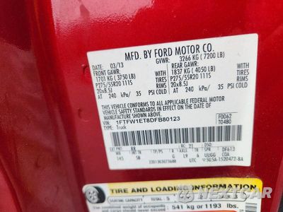 Zdjęcie 12 z 12 samochodu: 2013 FORD F150 SUPERCREW VIN:1FTFW1ET8DFB80123 - miniatura