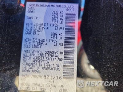 Zdjęcie 12 z 12 samochodu: 2017 NISSAN ROGUE SV VIN:5N1AT2MV2HC821216 - miniatura