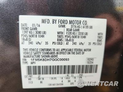 Zdjęcie 13 z 13 samochodu: 2016 FORD EXPLORER XLT VIN:1FM5K8DH7GGC00093 - miniatura