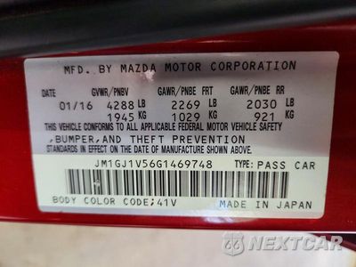 Zdjęcie 12 z 12 samochodu: 2016 MAZDA 6 TOURING VIN:JM1GJ1V56G1469748 - miniatura