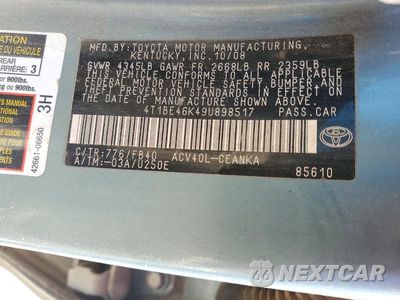 Zdjęcie 12 z 12 samochodu: 2009 TOYOTA CAMRY LE VIN:4T1BE46K49U898517 - miniatura