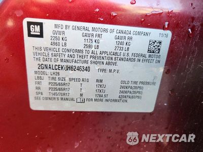 Zdjęcie 13 z 13 samochodu: 2017 CHEVROLET EQUINOX LT VIN:2GNALCEK0H6246340 - miniatura