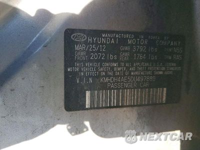 Zdjęcie 12 z 12 samochodu: 2013 HYUNDAI ELANTRA GLS VIN:KMHDH4AE5DU497889 - miniatura
