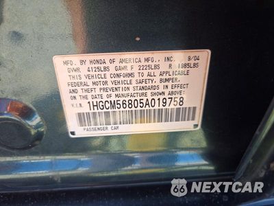 Zdjęcie 12 z 12 samochodu: 2005 HONDA ACCORD EX VIN:1HGCM56805A019758 - miniatura