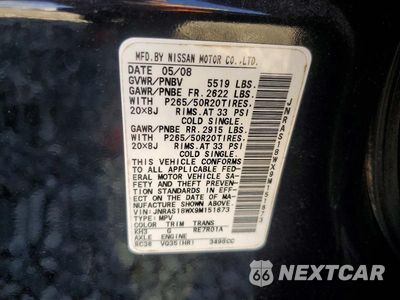 Zdjęcie 13 z 13 samochodu: 2009 INFINITI FX35 BASE VIN:JNRAS18WX9M151673 - miniatura