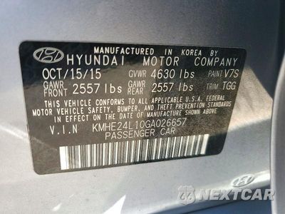 Zdjęcie 13 z 13 samochodu: 2016 HYUNDAI SONATA HYBRID SE VIN:KMHE24L10GA026657 - miniatura