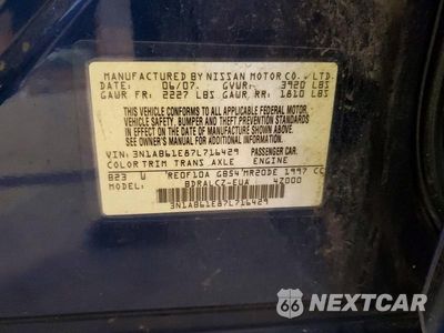 Zdjęcie 12 z 12 samochodu: 2007 NISSAN SENTRA 2.0 VIN:3N1AB61E87L716429 - miniatura