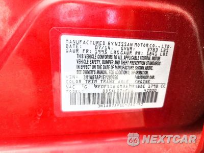 Zdjęcie 13 z 13 samochodu: 2014 NISSAN SENTRA SV VIN:3N1AB7AP1EY280790 - miniatura