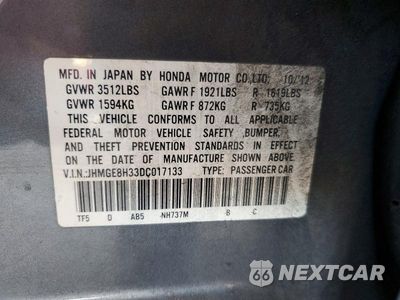 Zdjęcie 13 z 13 samochodu: 2013 HONDA FIT VIN:JHMGE8H33DC017133 - miniatura