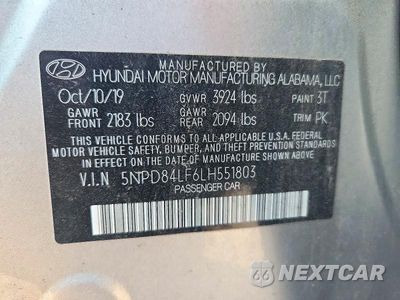 Zdjęcie 12 z 12 samochodu: 2020 HYUNDAI ELANTRA SEL VIN:5NPD84LF6LH551803 - miniatura