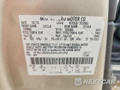 Zdjęcie 14 z 14 samochodu: 2011 FORD ESCAPE XLT VIN:1FMCU0DGXBKA81052 - miniatura