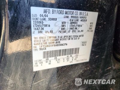 Zdjęcie 12 z 12 samochodu: 2004 FORD F350 SRW SUPER DUTY VIN:1FTSW31PX4ED06376 - miniatura
