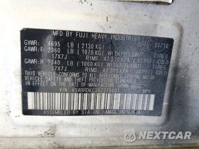 Zdjęcie 12 z 12 samochodu: 2010 SUBARU OUTBACK 3.6R LIMITED VIN:4S4BRDKC3A2375007 - miniatura