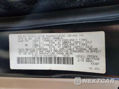 Zdjęcie 12 z 12 samochodu: 2004 TOYOTA TUNDRA SR5 VIN:5TBDT44144S445422 - miniatura