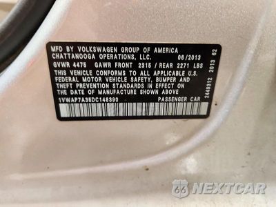 Zdjęcie 13 z 13 samochodu: 2013 VOLKSWAGEN PASSAT S VIN:1VWAP7A35DC148390 - miniatura