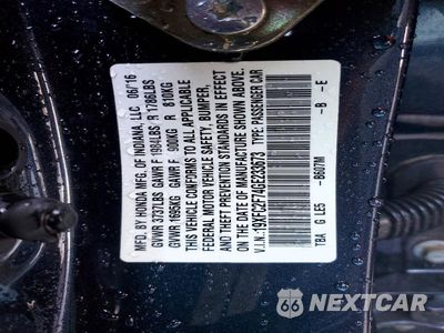 Zdjęcie 12 z 12 samochodu: 2016 HONDA CIVIC EX VIN:19XFC2F74GE233673 - miniatura