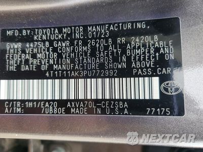 Zdjęcie 12 z 12 samochodu: 2023 TOYOTA CAMRY SE VIN:4T1T11AK3PU772992 - miniatura