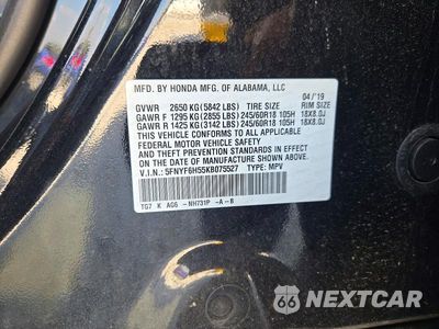 Zdjęcie 13 z 13 samochodu: 2019 HONDA PILOT EXL VIN:5FNYF6H55KB075527 - miniatura