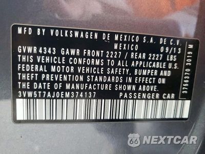 Zdjęcie 12 z 12 samochodu: 2014 VOLKSWAGEN JETTA GLI VIN:3VW5T7AJ0EM374137 - miniatura