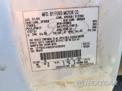 Zdjęcie 12 z 12 samochodu: 2005 FORD F150 VIN:1FTRX14W05FA58203 - miniatura