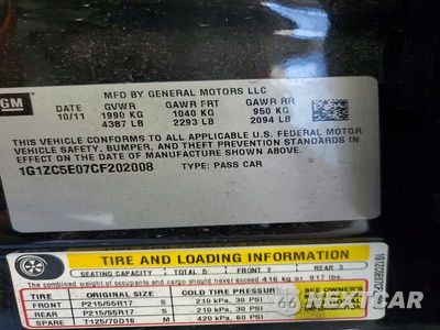 Zdjęcie 12 z 12 samochodu: 2012 CHEVROLET MALIBU 1LT VIN:1G1ZC5E07CF202008 - miniatura