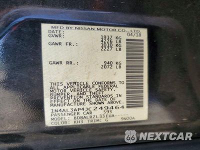 Zdjęcie 12 z 12 samochodu: 2018 NISSAN ALTIMA 2.5 SL VIN:1N4AL3AP4JC249464 - miniatura