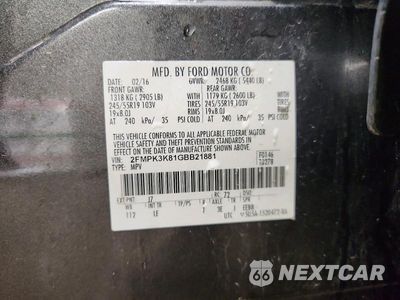 Zdjęcie 13 z 13 samochodu: 2016 FORD EDGE TITANIUM VIN:2FMPK3K81GBB21881 - miniatura