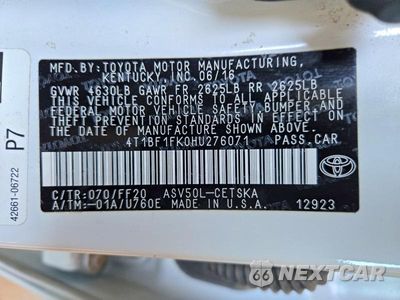 Zdjęcie 13 z 13 samochodu: 2017 TOYOTA CAMRY SE VIN:4T1BF1FK0HU276071 - miniatura