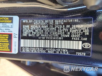 Zdjęcie 12 z 12 samochodu: 2014 TOYOTA CAMRY XLE VIN:4T1BF1FK3EU835981 - miniatura