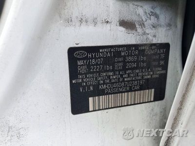 Zdjęcie 12 z 12 samochodu: 2007 HYUNDAI ELANTRA GLS VIN:KMHDU46D87U238197 - miniatura