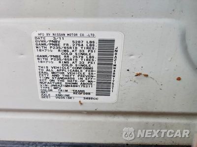 Zdjęcie 12 z 12 samochodu: 2011 NISSAN MURANO S VIN:JN8AZ1MW4BW175211 - miniatura