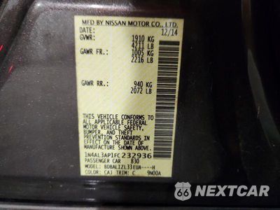Zdjęcie 12 z 12 samochodu: 2015 NISSAN ALTIMA 2.5 SV VIN:1N4AL3AP1FC232936 - miniatura