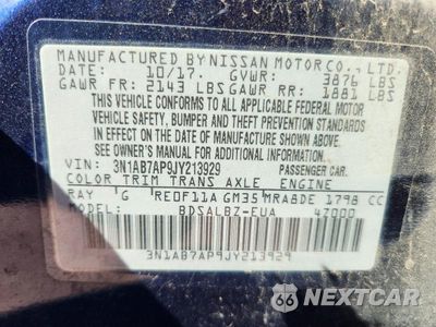 Zdjęcie 12 z 12 samochodu: 2018 NISSAN SENTRA S VIN:3N1AB7AP9JY213929 - miniatura