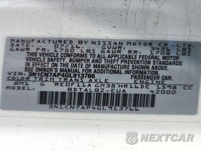 Zdjęcie 13 z 13 samochodu: 2016 NISSAN VERSA 1.6 SV VIN:3N1CN7AP4GL913766 - miniatura