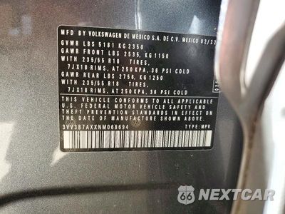Zdjęcie 14 z 14 samochodu: 2022 VOLKSWAGEN TIGUAN SE VIN:3VV3B7AXXNM068694 - miniatura