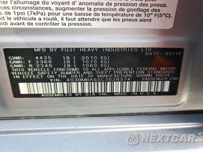 Zdjęcie 12 z 12 samochodu: 2012 SUBARU LEGACY 2.5I VIN:4S3BMBA65C3028374 - miniatura