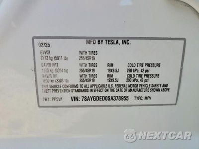 Zdjęcie 12 z 12 samochodu: 2025 TESLA MODEL Y VIN:7SAYGDED0SA378955 - miniatura