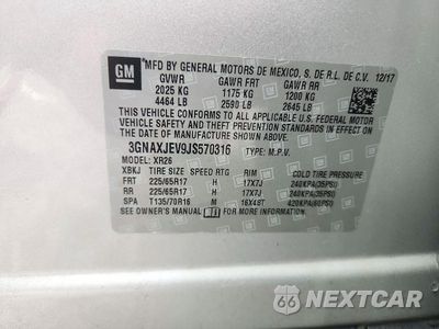 Zdjęcie 13 z 13 samochodu: 2018 CHEVROLET EQUINOX LT VIN:3GNAXJEV9JS570316 - miniatura