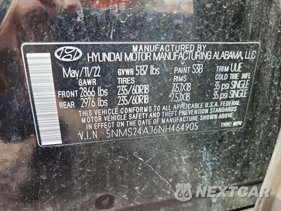 Zdjęcie 12 z 12 samochodu: 2022 HYUNDAI SANTA FE SEL VIN:5NMS24AJ6NH464905 - miniatura