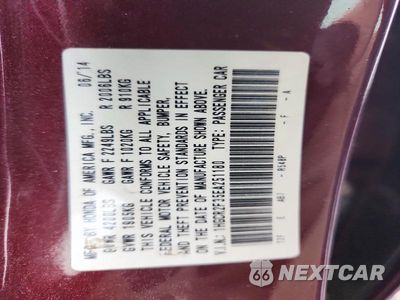 Zdjęcie 12 z 12 samochodu: 2014 HONDA ACCORD LX VIN:1HGCR2F35EA251180 - miniatura