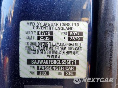 Zdjęcie 12 z 12 samochodu: 2012 JAGUAR XF VIN:SAJWA0FB0CLS56871 - miniatura