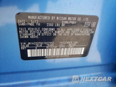 Zdjęcie 12 z 12 samochodu: 2012 NISSAN LEAF SV VIN:JN1AZ0CP8CT022952 - miniatura