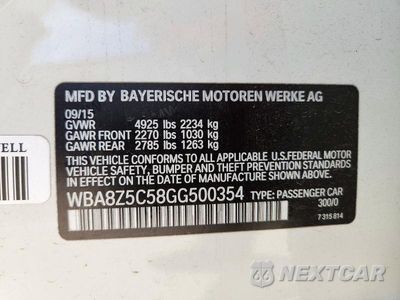 Zdjęcie 12 z 12 samochodu: 2016 BMW 328 XIGT SULEV VIN:WBA8Z5C58GG500354 - miniatura