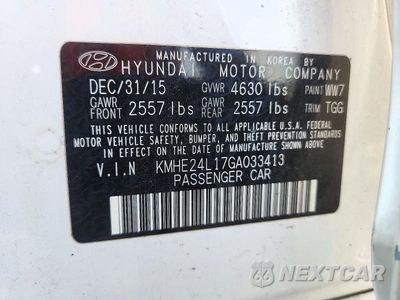Zdjęcie 13 z 13 samochodu: 2016 HYUNDAI SONATA HYBRID SE VIN:KMHE24L17GA033413 - miniatura
