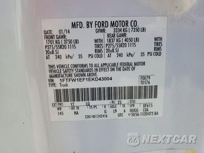 Zdjęcie 13 z 13 samochodu: 2014 FORD F150 SUPERCREW VIN:1FTFW1EF1EKD43004 - miniatura