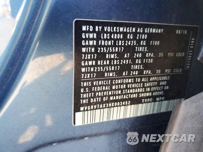 Zdjęcie 13 z 13 samochodu: 2017 VOLKSWAGEN TIGUAN WOLFSBURG VIN:WVGRV7AX3HK003452 - miniatura